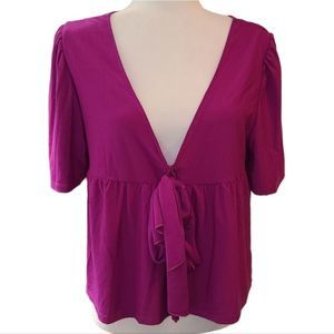 Kensie Purple Tie Front Blouse